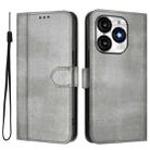 For itel A70 Line Splicing Buckle Retro Leather Phone Case(Grey) - 2
