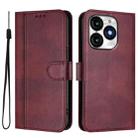 For itel A70 Line Splicing Buckle Retro Leather Phone Case(Wine Red) - 2
