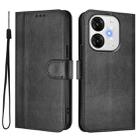 For itel A80 4G Line Splicing Buckle Retro Leather Phone Case(Black) - 2