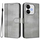 For itel A80 4G Line Splicing Buckle Retro Leather Phone Case(Grey) - 2