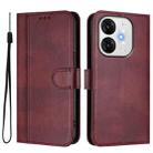 For itel A80 4G Line Splicing Buckle Retro Leather Phone Case(Wine Red) - 2