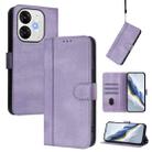 For itel A80 4G Line Splicing Buckle Retro Leather Phone Case(Purple) - 1