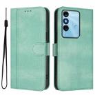 For itel P38 Line Splicing Buckle Retro Leather Phone Case(Mint) - 2