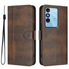 For itel P38 Line Splicing Buckle Retro Leather Phone Case(Brown) - 2
