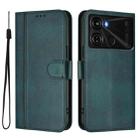 For itel P40 Line Splicing Buckle Retro Leather Phone Case(Dark Green) - 2