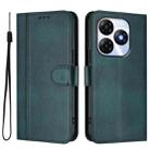 For itel P55 4G / Infinix Smart 8 Line Splicing Buckle Retro Leather Phone Case(Dark Green) - 2