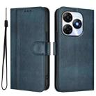 For itel P55 4G / Infinix Smart 8 Line Splicing Buckle Retro Leather Phone Case(Dark Blue) - 2