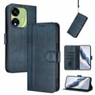 For itel P55 5G Line Splicing Buckle Retro Leather Phone Case(Dark Blue) - 1