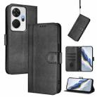 For itel P55+ Line Splicing Buckle Retro Leather Phone Case(Black) - 1