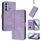 For itel S17 / Vision 3 Line Splicing Buckle Retro Leather Phone Case(Purple) - 1