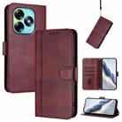 For itel S23+ Line Splicing Buckle Retro Leather Phone Case(Wine Red) - 1