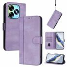 For itel S23+ Line Splicing Buckle Retro Leather Phone Case(Purple) - 1