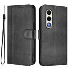 For itel S25 4G Line Splicing Buckle Retro Leather Phone Case(Black) - 2