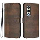 For itel S25 4G Line Splicing Buckle Retro Leather Phone Case(Brown) - 2