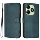 For itel P55T 4G / Tecno Spark Go 2024 Line Splicing Buckle Retro Leather Phone Case(Dark Green) - 2