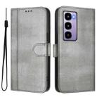 For itel City 100 Line Splicing Buckle Retro Leather Phone Case(Grey) - 2