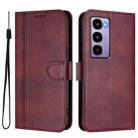 For itel City 100 Line Splicing Buckle Retro Leather Phone Case(Wine Red) - 2