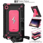 For Samsung Galaxy Tab A9 Armor Bolt Shape Holder Silicone Hybrid PC Tablet Case(Black Rose Red) - 2
