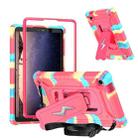 For Samsung Galaxy Tab A9 Armor Bolt Shape Holder Silicone Hybrid PC Tablet Case(Camouflage Rose Red) - 1