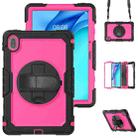 For Huawei MatePad SE 11 2024 Silicone Hybrid PC Tablet Case with Shoulder Strap(Rose Red PC) - 1