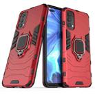 For OPPO Reno4 Shockproof PC + TPU Protective Case with Magnetic Ring Holder(Red) - 1