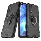 For OPPO Reno4 Shockproof PC + TPU Protective Case with Magnetic Ring Holder(Black) - 1