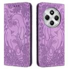 For Redmi 14C 4G Retro Elephant Embossed Leather Phone Case(Purple) - 1