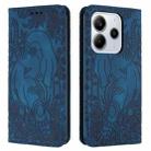 For Redmi Note 14 4G 163.25mm Retro Elephant Embossed Leather Phone Case(Blue) - 1