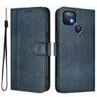 For Infinix Hot 10i Line Splicing Buckle Retro Leather Phone Case(Dark Blue) - 2