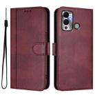 For Infinix Hot 12 Play Line Splicing Buckle Retro Leather Phone Case(Wine Red) - 2