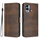 For Infinix Hot 12 Play Line Splicing Buckle Retro Leather Phone Case(Brown) - 2