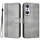 For Infinix Hot 20 4G Line Splicing Buckle Retro Leather Phone Case(Grey) - 2