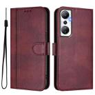 For Infinix Hot 20 4G Line Splicing Buckle Retro Leather Phone Case(Wine Red) - 2