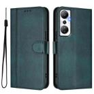 For Infinix Hot 20 4G Line Splicing Buckle Retro Leather Phone Case(Dark Green) - 2