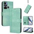 For Infinix Hot 20 Play Line Splicing Buckle Retro Leather Phone Case(Mint) - 1
