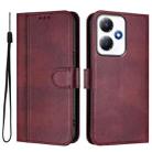 For Infinix Hot 30 Play 4G / Hot 30 Play NFC Line Splicing Buckle Retro Leather Phone Case(Wine Red) - 2