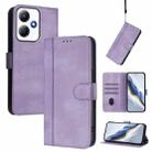 For Infinix Hot 30 Play 4G / Hot 30 Play NFC Line Splicing Buckle Retro Leather Phone Case(Purple) - 1