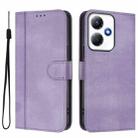 For Infinix Hot 30 Play 4G / Hot 30 Play NFC Line Splicing Buckle Retro Leather Phone Case(Purple) - 2