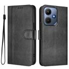 For Infinix Hot 30i Line Splicing Buckle Retro Leather Phone Case(Black) - 2
