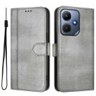 For Infinix Hot 30i Line Splicing Buckle Retro Leather Phone Case(Grey) - 2