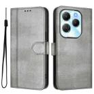 For Infinix Hot 40 4G / Hot 40 Pro 4G Line Splicing Buckle Retro Leather Phone Case(Grey) - 2