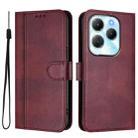 For Infinix Hot 40 4G / Hot 40 Pro 4G Line Splicing Buckle Retro Leather Phone Case(Wine Red) - 2