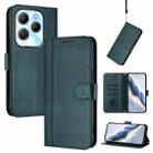 For Infinix Hot 40 4G / Hot 40 Pro 4G Line Splicing Buckle Retro Leather Phone Case(Dark Green) - 1