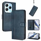 For Infinix Hot 40 4G / Hot 40 Pro 4G Line Splicing Buckle Retro Leather Phone Case(Dark Blue) - 1