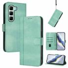 For Infinix Hot 50 4G Line Splicing Buckle Retro Leather Phone Case(Mint) - 1