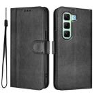 For Infinix Hot 50 4G Line Splicing Buckle Retro Leather Phone Case(Black) - 2