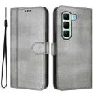 For Infinix Hot 50 5G Line Splicing Buckle Retro Leather Phone Case(Grey) - 2