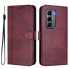 For Infinix Hot 50 Pro+ 4G Line Splicing Buckle Retro Leather Phone Case(Wine Red) - 2