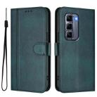 For Infinix Hot 50 Pro+ 4G Line Splicing Buckle Retro Leather Phone Case(Dark Green) - 2