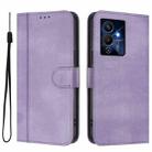 For Infinix Note 12 Pro 5G Line Splicing Buckle Retro Leather Phone Case(Purple) - 2